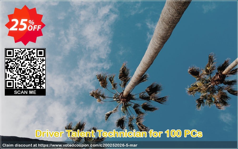 Driver Talent Technician for 100 PCs Coupon, discount 25% OFF Driver Talent Technician for 100 PCs, verified. Promotion: Big sales code of Driver Talent Technician for 100 PCs, tested & approved