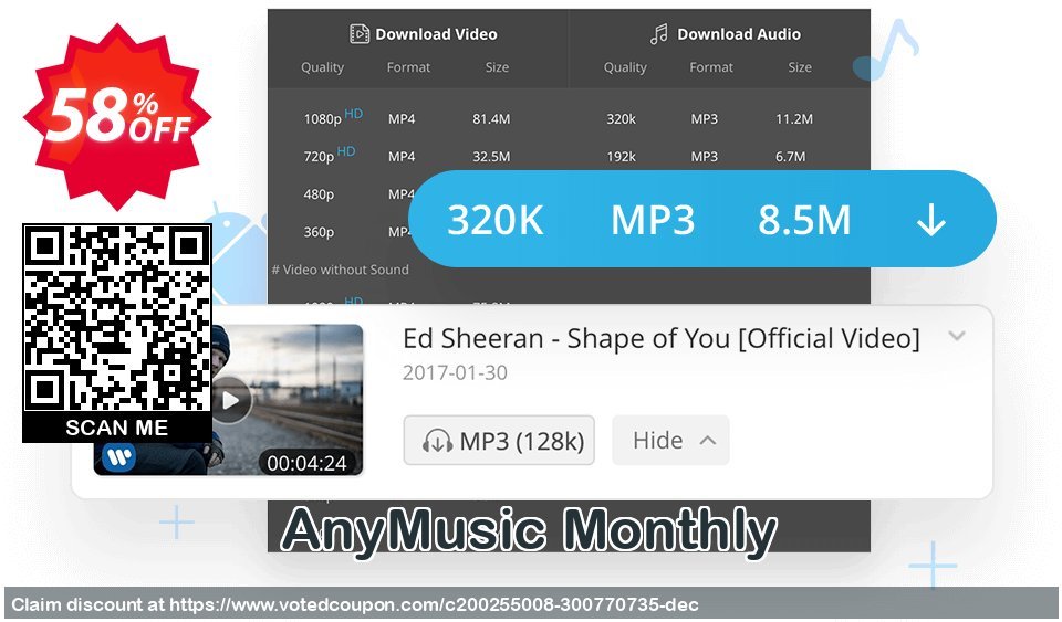 AnyMusic Monthly Coupon, discount Coupon code AnyMusic Win Monthly. Promotion: AnyMusic Win Monthly offer from Amoyshare