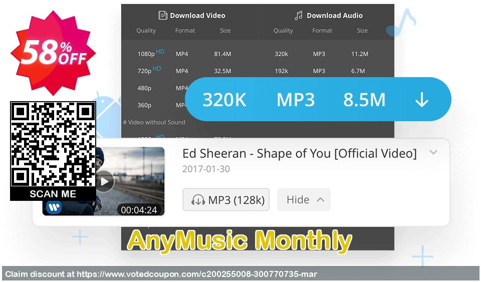 AnyMusic Monthly Coupon, discount Coupon code AnyMusic Win Monthly. Promotion: AnyMusic Win Monthly offer from Amoyshare