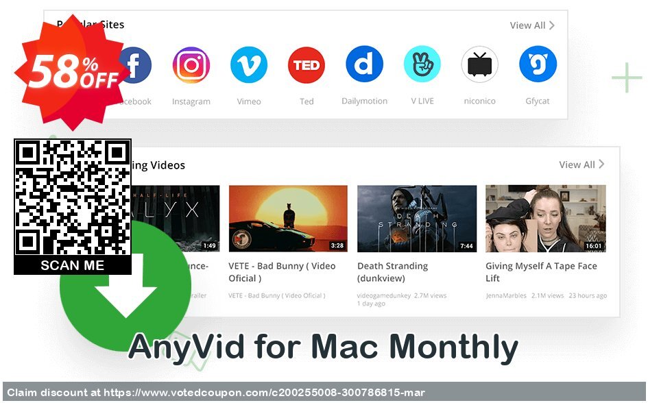 AnyVid for MAC Monthly Coupon Code Apr 2024, 58% OFF - VotedCoupon