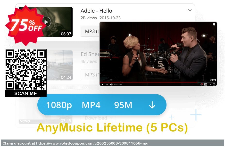 AnyMusic Lifetime, 5 PCs  Coupon Code May 2024, 75% OFF - VotedCoupon