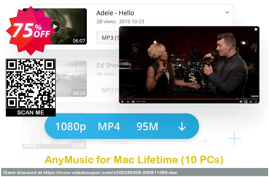 AnyMusic for MAC Lifetime, 10 PCs  Coupon, discount Coupon code AnyMusic Mac Lifetime (10 PCs). Promotion: AnyMusic Mac Lifetime (10 PCs) offer from Amoyshare