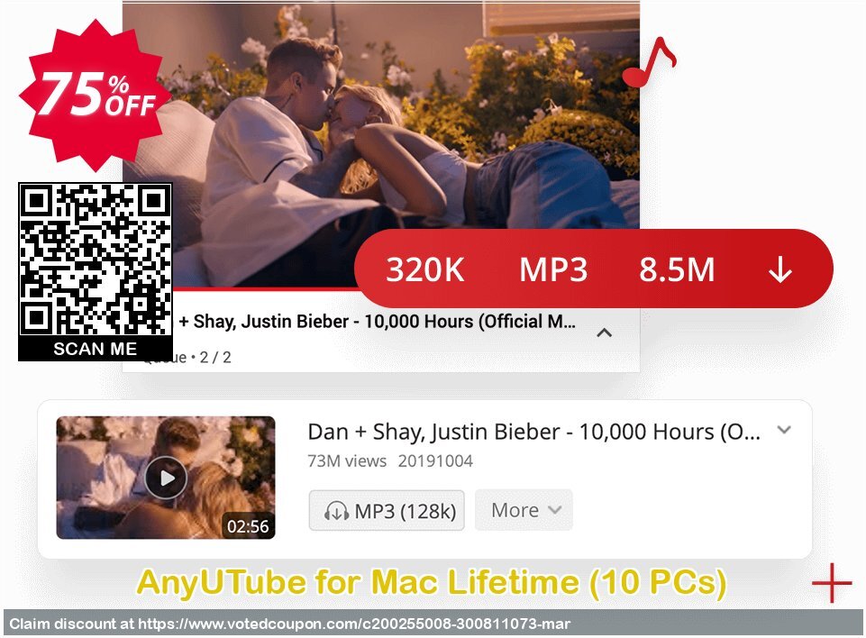 AnyUTube for MAC Lifetime, 10 PCs  Coupon, discount Coupon code AnyUTube Mac Lifetime (10 PCs). Promotion: AnyUTube Mac Lifetime (10 PCs) offer from Amoyshare