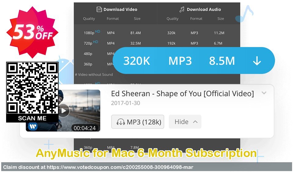 AnyMusic for MAC 6-Month Subscription Coupon Code Apr 2024, 53% OFF - VotedCoupon