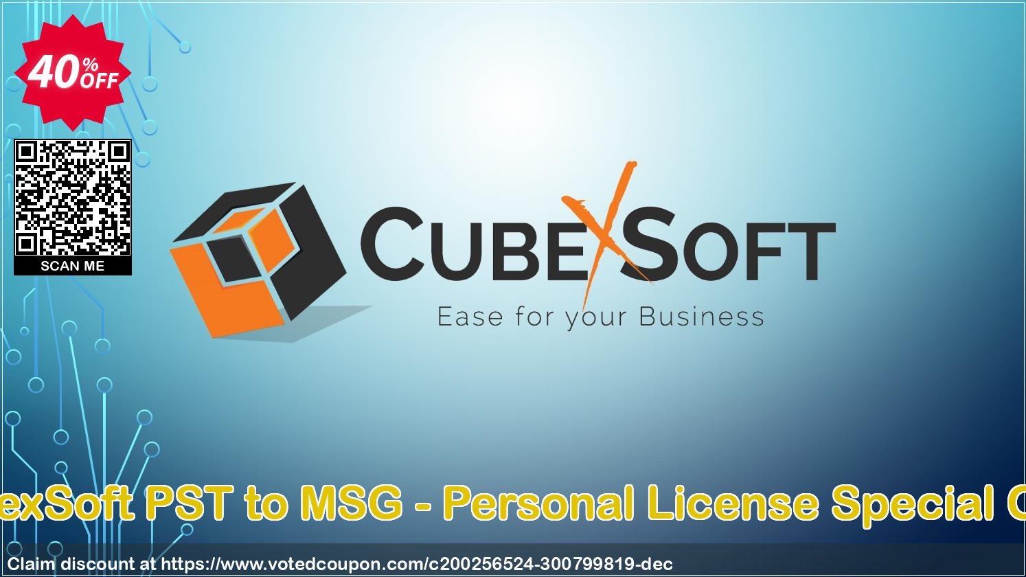 CubexSoft PST to MSG - Personal Plan Special Offer Coupon Code Apr 2024, 40% OFF - VotedCoupon