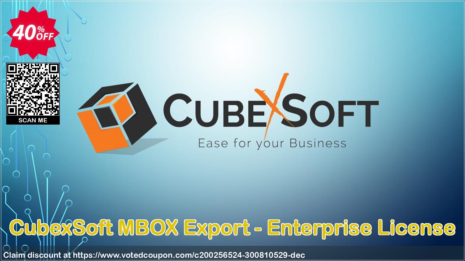 CubexSoft MBOX Export - Enterprise Plan Coupon, discount Coupon code CubexSoft MBOX Export - Enterprise License. Promotion: CubexSoft MBOX Export - Enterprise License offer from CubexSoft Tools Pvt. Ltd.