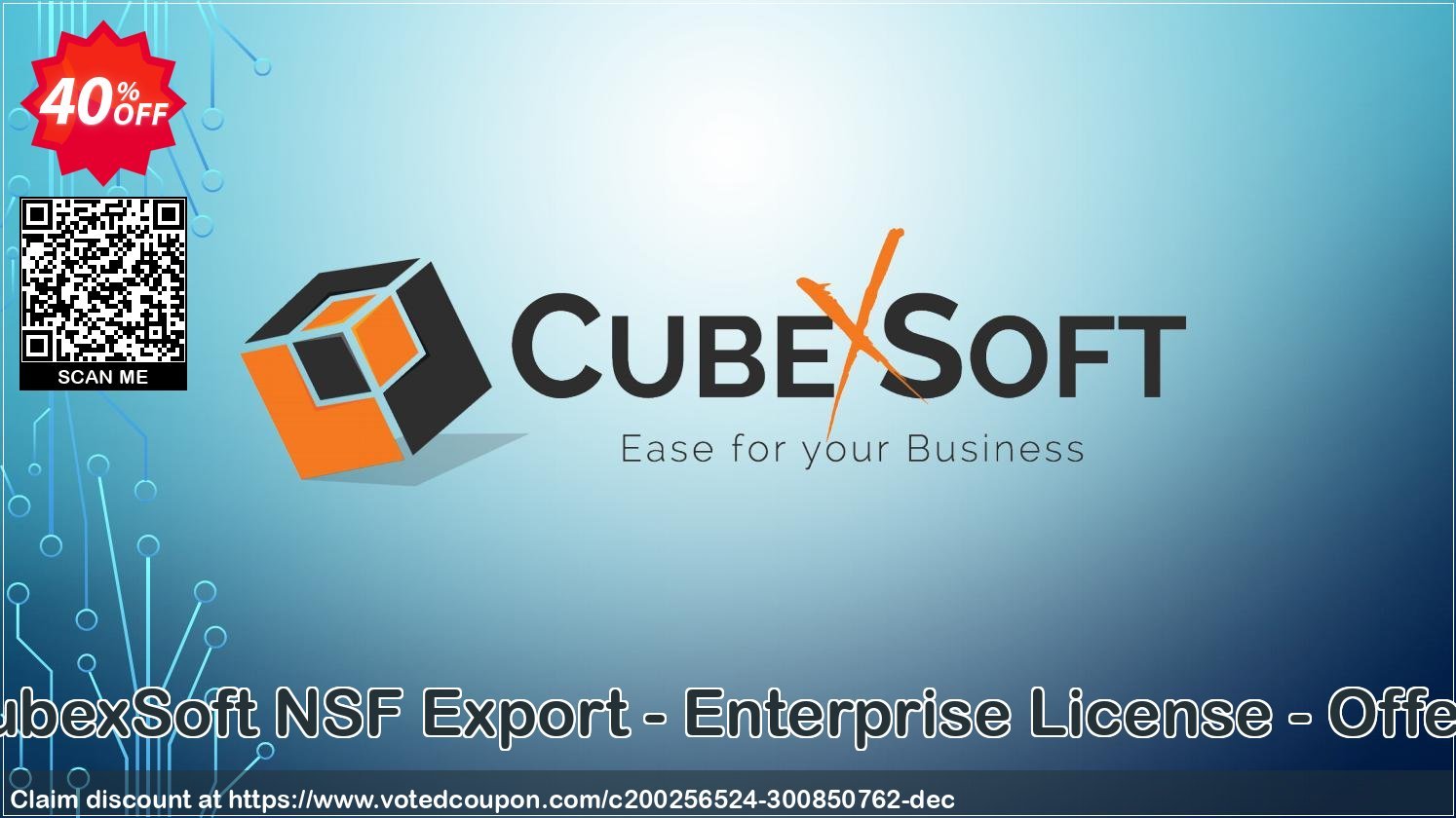 CubexSoft NSF Export - Enterprise Plan - Offers Coupon, discount Coupon code CubexSoft NSF Export - Enterprise License - Offers. Promotion: CubexSoft NSF Export - Enterprise License - Offers offer from CubexSoft Tools Pvt. Ltd.