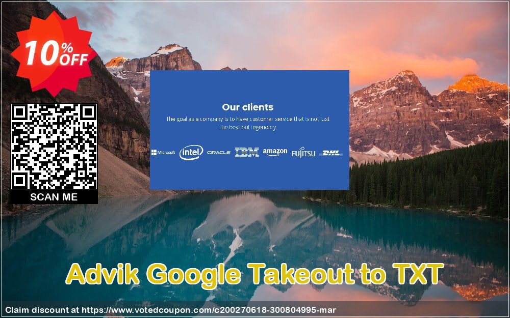 Advik Google Takeout to TXT Coupon, discount Coupon code Advik Google Takeout to TXT - Personal License. Promotion: Advik Google Takeout to TXT - Personal License Exclusive offer 