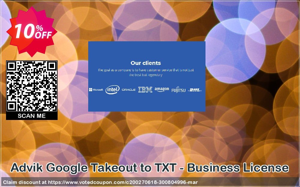 Advik Google Takeout to TXT - Business Plan Coupon, discount Coupon code Advik Google Takeout to TXT - Business License. Promotion: Advik Google Takeout to TXT - Business License Exclusive offer 