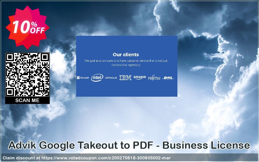 Advik Google Takeout to PDF - Business Plan Coupon, discount Coupon code Advik Google Takeout to PDF - Business License. Promotion: Advik Google Takeout to PDF - Business License Exclusive offer 