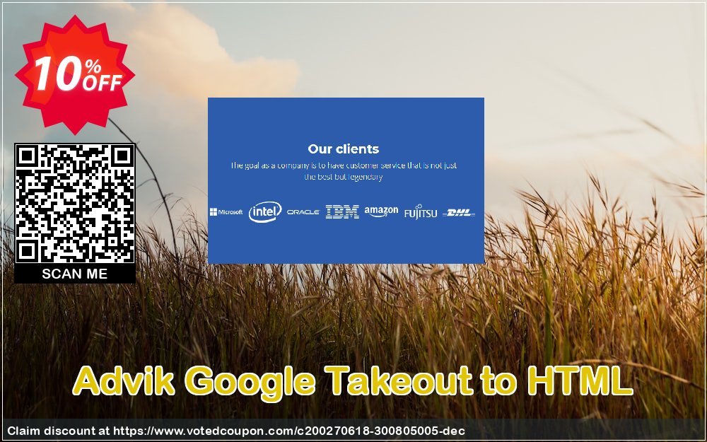 Advik Google Takeout to HTML Coupon, discount Coupon code Advik Google Takeout to HTML - Personal License. Promotion: Advik Google Takeout to HTML - Personal License Exclusive offer 