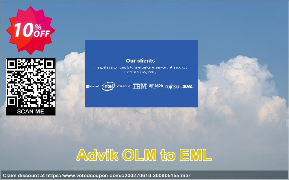 Advik OLM to EML Coupon, discount Coupon code Advik OLM to EML - Personal License. Promotion: Advik OLM to EML - Personal License Exclusive offer 