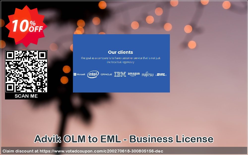 Advik OLM to EML - Business Plan Coupon, discount Coupon code Advik OLM to EML - Business License. Promotion: Advik OLM to EML - Business License Exclusive offer 