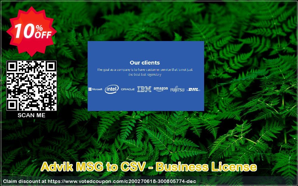 Advik MSG to CSV - Business Plan Coupon, discount Coupon code Advik MSG to CSV - Business License. Promotion: Advik MSG to CSV - Business License Exclusive offer 