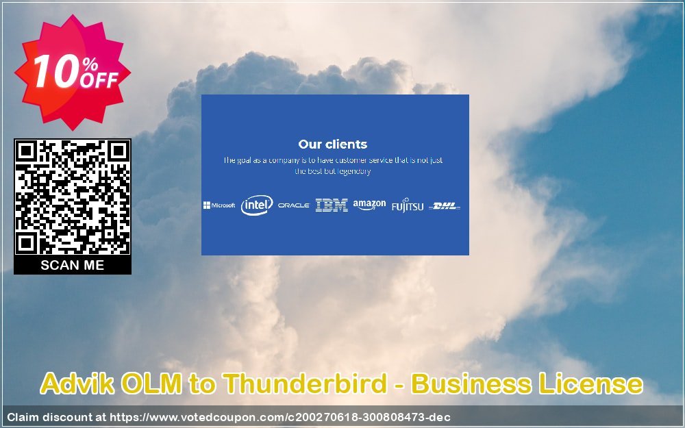 Advik OLM to Thunderbird - Business Plan Coupon, discount Coupon code Advik OLM to Thunderbird - Business License. Promotion: Advik OLM to Thunderbird - Business License Exclusive offer 
