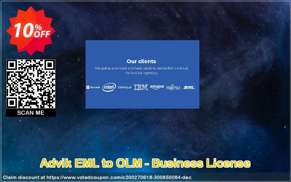 Advik EML to OLM - Business Plan Coupon, discount Coupon code Advik EML to OLM - Business License. Promotion: Advik EML to OLM - Business License Exclusive offer 