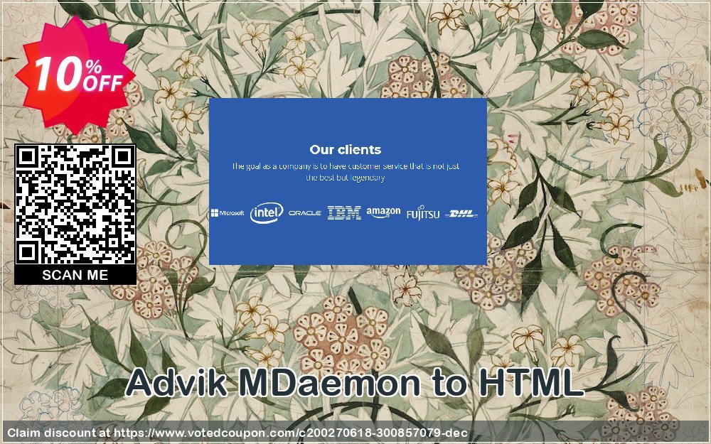 Advik MDaemon to HTML Coupon, discount Coupon code Advik MDaemon to HTML - Personal License. Promotion: Advik MDaemon to HTML - Personal License Exclusive offer 