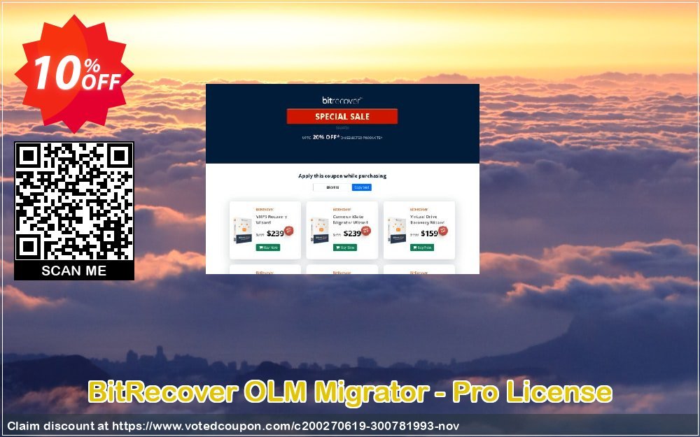 BitRecover OLM Migrator - Pro Plan Coupon, discount Coupon code OLM Migrator - Pro License. Promotion: OLM Migrator - Pro License offer from BitRecover