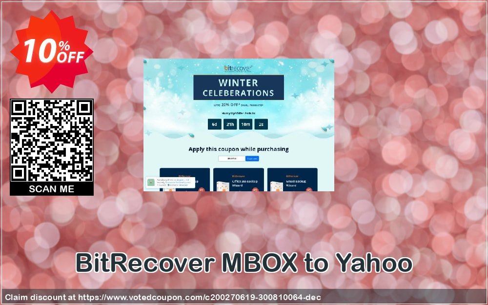 BitRecover MBOX to Yahoo Coupon, discount Coupon code BitRecover MBOX to Yahoo - Personal License. Promotion: BitRecover MBOX to Yahoo - Personal License Exclusive offer 