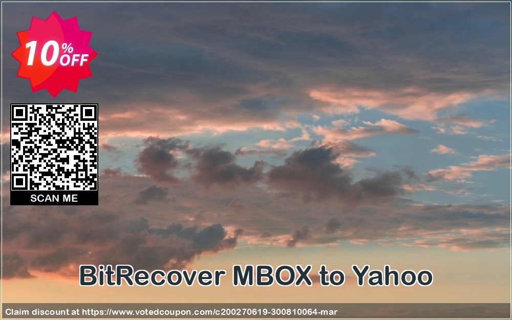 BitRecover MBOX to Yahoo Coupon, discount Coupon code BitRecover MBOX to Yahoo - Personal License. Promotion: BitRecover MBOX to Yahoo - Personal License Exclusive offer 