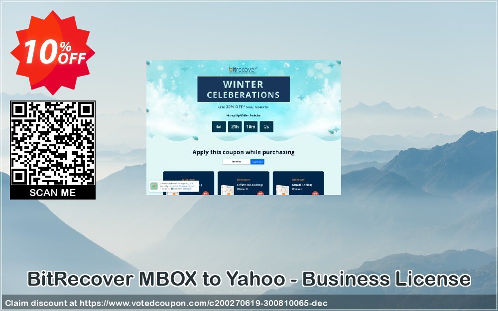 BitRecover MBOX to Yahoo - Business Plan Coupon, discount Coupon code BitRecover MBOX to Yahoo - Business License. Promotion: BitRecover MBOX to Yahoo - Business License Exclusive offer 