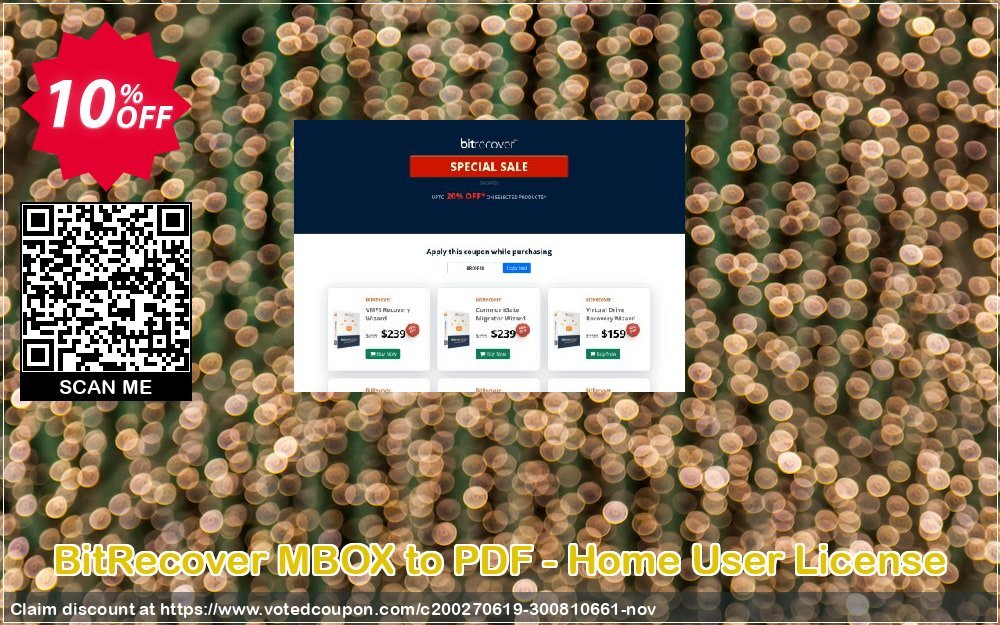 BitRecover MBOX to PDF - Home User Plan Coupon, discount Coupon code BitRecover MBOX to PDF - Home User License. Promotion: BitRecover MBOX to PDF - Home User License Exclusive offer 