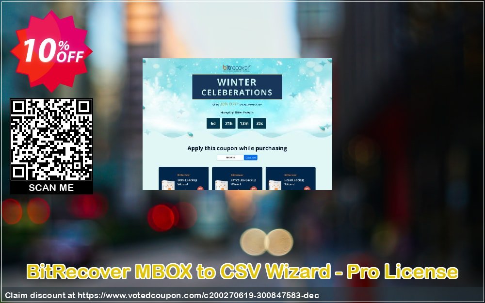 BitRecover MBOX to CSV Wizard - Pro Plan Coupon, discount Coupon code BitRecover MBOX to CSV Wizard - Pro License. Promotion: BitRecover MBOX to CSV Wizard - Pro License Exclusive offer 