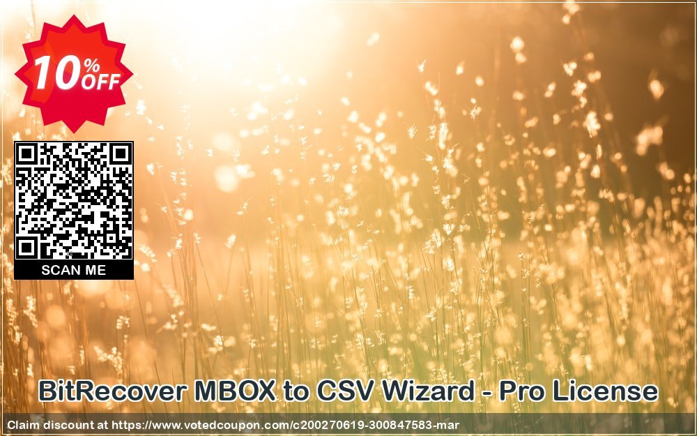 BitRecover MBOX to CSV Wizard - Pro Plan Coupon, discount Coupon code BitRecover MBOX to CSV Wizard - Pro License. Promotion: BitRecover MBOX to CSV Wizard - Pro License Exclusive offer 