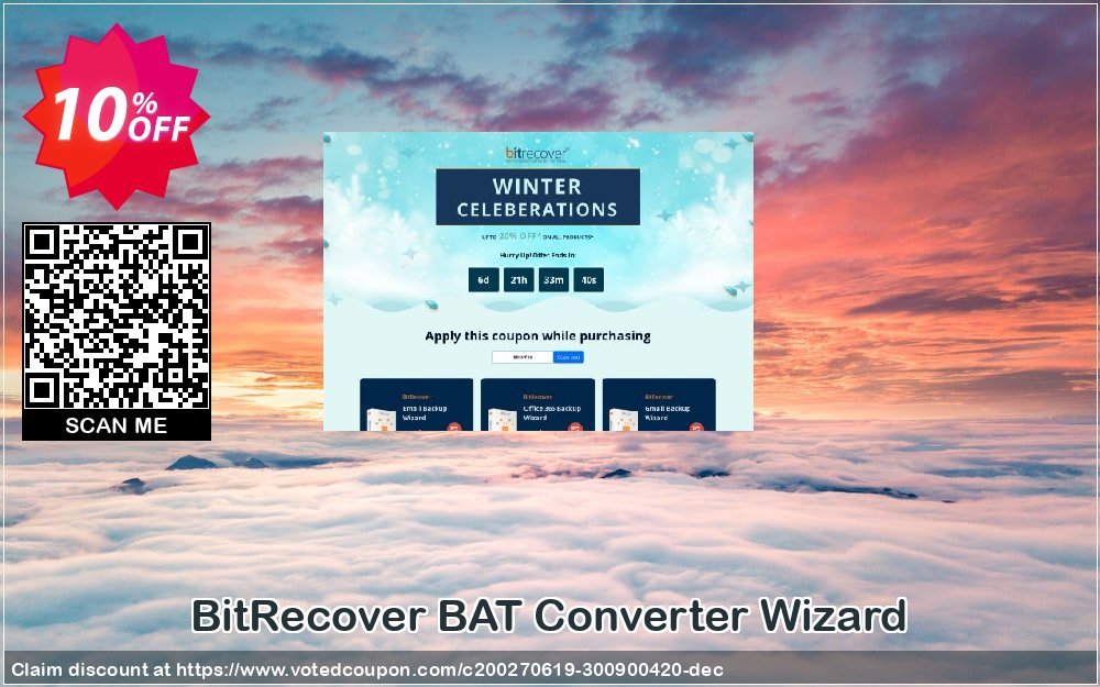 BitRecover BAT Converter Wizard Coupon, discount Coupon code BitRecover BAT Converter Wizard - Personal License. Promotion: BitRecover BAT Converter Wizard - Personal License Exclusive offer 
