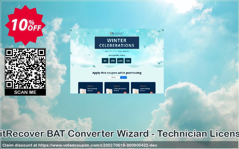 BitRecover BAT Converter Wizard - Technician Plan Coupon, discount Coupon code BitRecover BAT Converter Wizard - Technician License. Promotion: BitRecover BAT Converter Wizard - Technician License Exclusive offer 