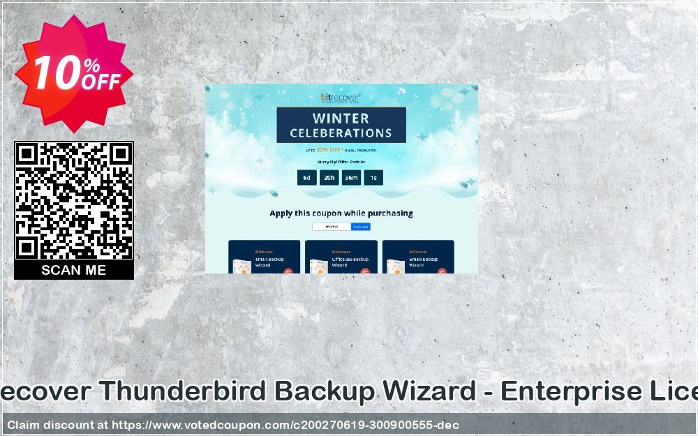 BitRecover Thunderbird Backup Wizard - Enterprise Plan Coupon, discount Coupon code BitRecover Thunderbird Backup Wizard - Enterprise License. Promotion: BitRecover Thunderbird Backup Wizard - Enterprise License Exclusive offer 