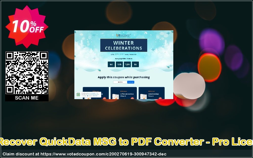 BitRecover QuickData MSG to PDF Converter - Pro Plan Coupon, discount Coupon code QuickData MSG to PDF Converter - Pro License. Promotion: QuickData MSG to PDF Converter - Pro License offer from BitRecover