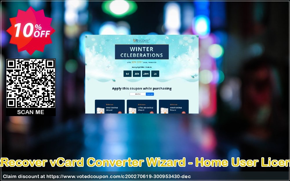BitRecover vCard Converter Wizard - Home User Plan Coupon, discount Coupon code BitRecover vCard Converter Wizard - Home User License. Promotion: BitRecover vCard Converter Wizard - Home User License Exclusive offer 