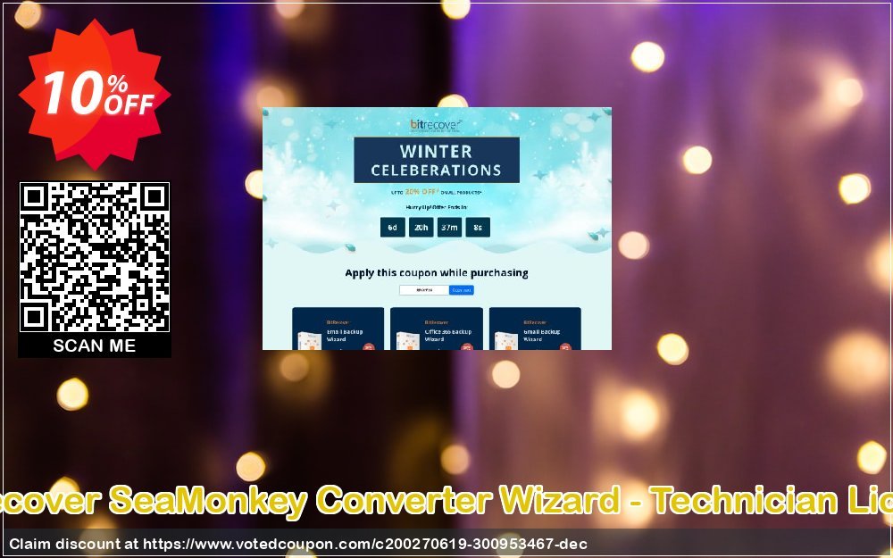 BitRecover SeaMonkey Converter Wizard - Technician Plan Coupon, discount Coupon code BitRecover SeaMonkey Converter Wizard - Technician License. Promotion: BitRecover SeaMonkey Converter Wizard - Technician License Exclusive offer 