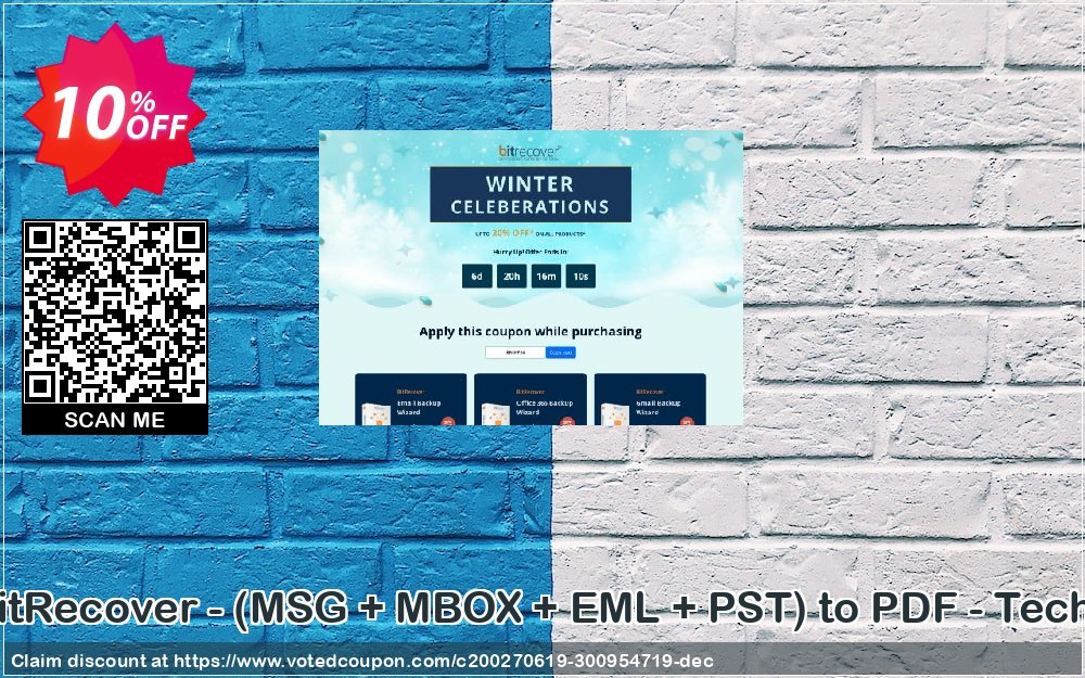 Bundle Offer BitRecover -, MSG + MBOX + EML + PST to PDF - Technician Plan Coupon, discount Coupon code Bundle Offer BitRecover - (MSG + MBOX + EML + PST) to PDF - Technician License. Promotion: Bundle Offer BitRecover - (MSG + MBOX + EML + PST) to PDF - Technician License Exclusive offer 