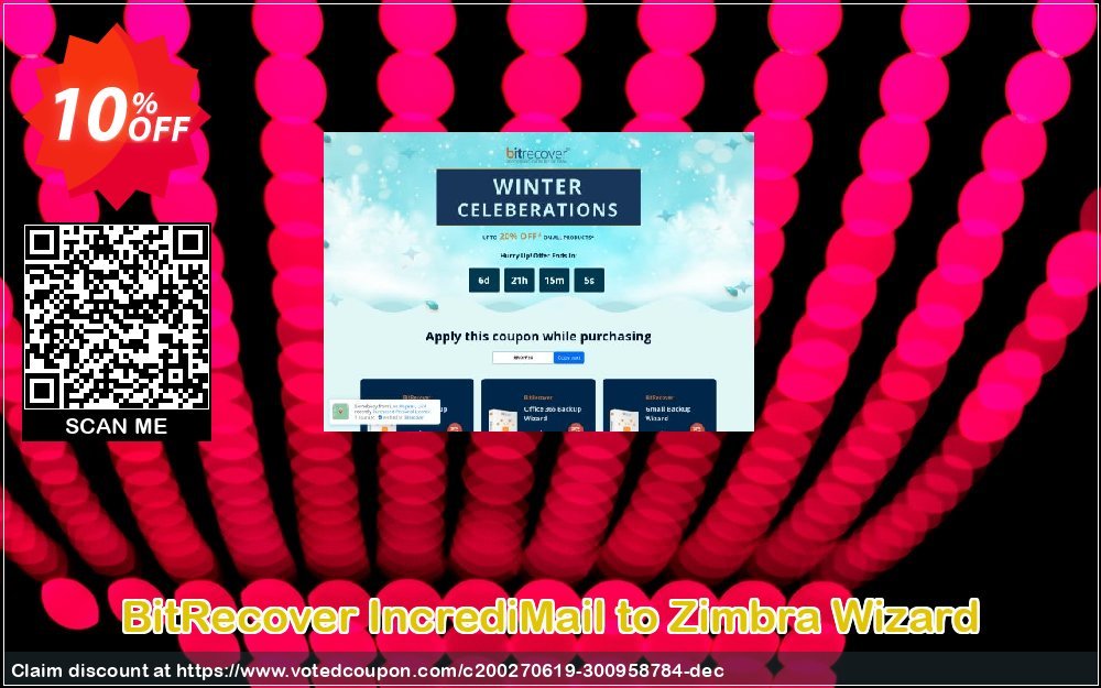 BitRecover IncrediMail to Zimbra Wizard Coupon, discount Coupon code BitRecover IncrediMail to Zimbra Wizard - Personal License. Promotion: BitRecover IncrediMail to Zimbra Wizard - Personal License Exclusive offer 