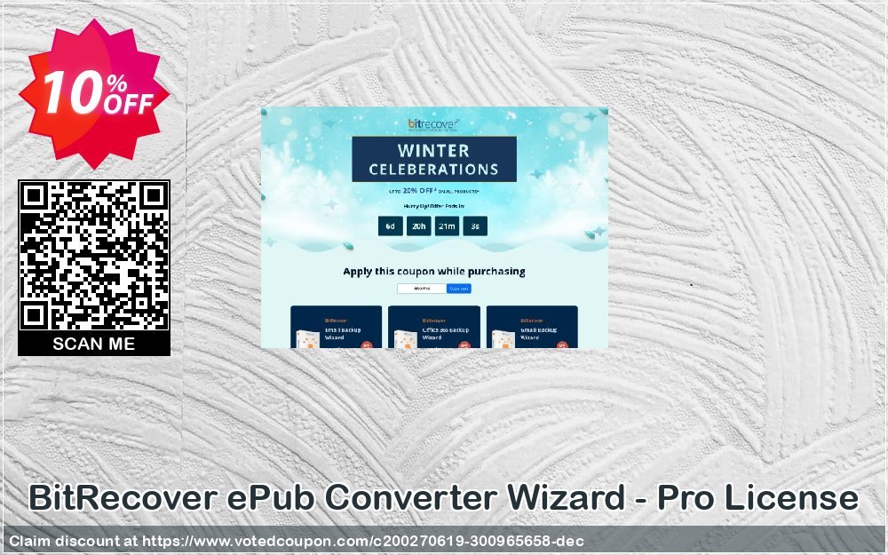 BitRecover ePub Converter Wizard - Pro Plan Coupon, discount Coupon code BitRecover ePub Converter Wizard - Pro License. Promotion: BitRecover ePub Converter Wizard - Pro License Exclusive offer 