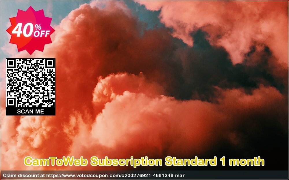 CamToWeb Subscription Standard Monthly Coupon, discount CamToWeb Subscription Standard 1 month Impressive deals code 2024. Promotion: Impressive deals code of CamToWeb Subscription Standard 1 month 2024