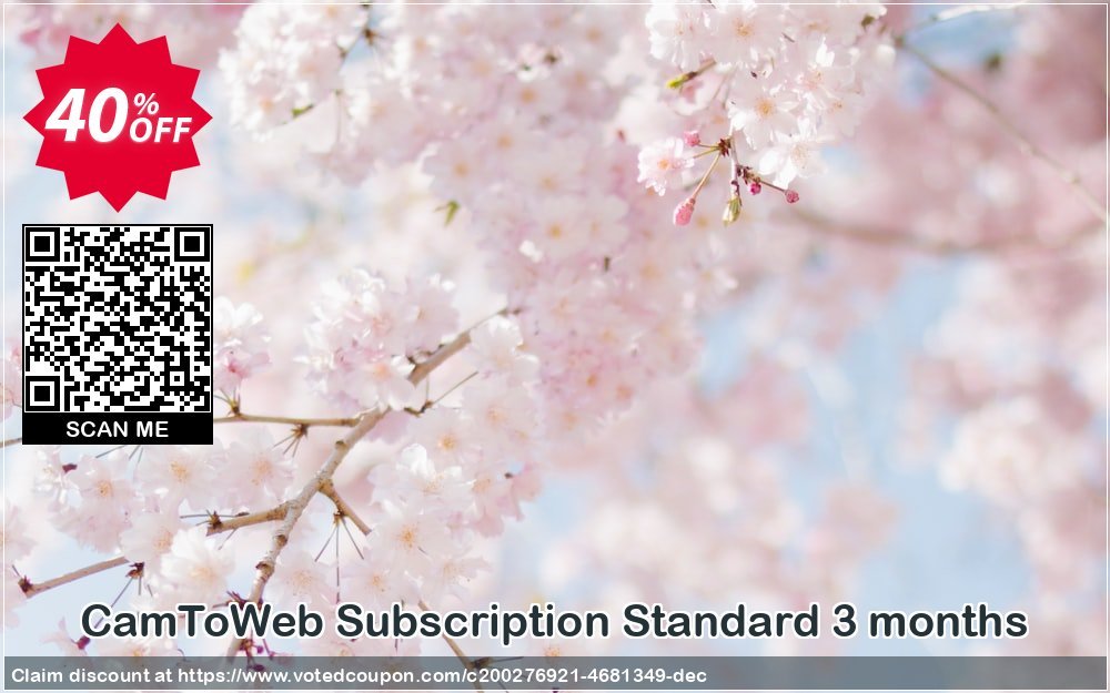 CamToWeb Subscription Standard 3 months Coupon, discount CamToWeb Subscription Standard 3 months Formidable offer code 2024. Promotion: Formidable offer code of CamToWeb Subscription Standard 3 months 2024