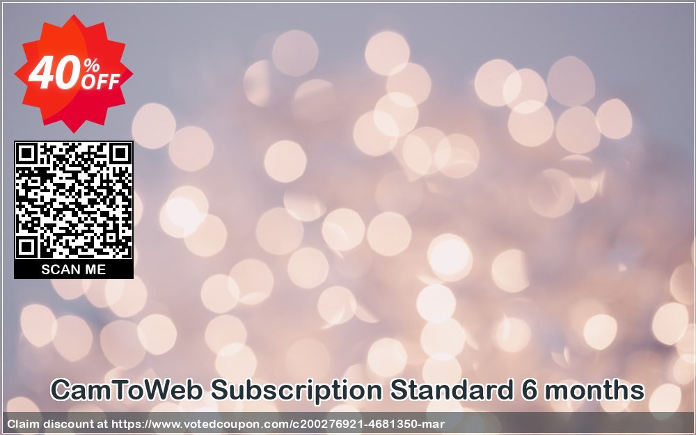 CamToWeb Subscription Standard 6 months Coupon, discount CamToWeb Subscription Standard 6 months Fearsome discount code 2024. Promotion: Fearsome discount code of CamToWeb Subscription Standard 6 months 2024