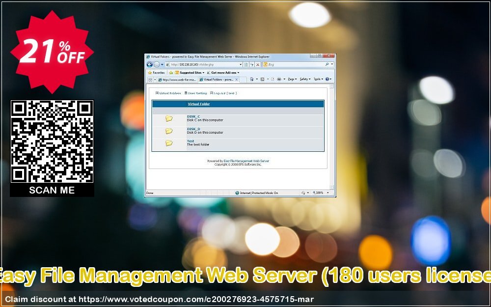 Easy File Management Web Server, 180 users Plan  Coupon, discount Easy File Management Web Server (180 users license) Wondrous discounts code 2024. Promotion: Wondrous discounts code of Easy File Management Web Server (180 users license) 2024