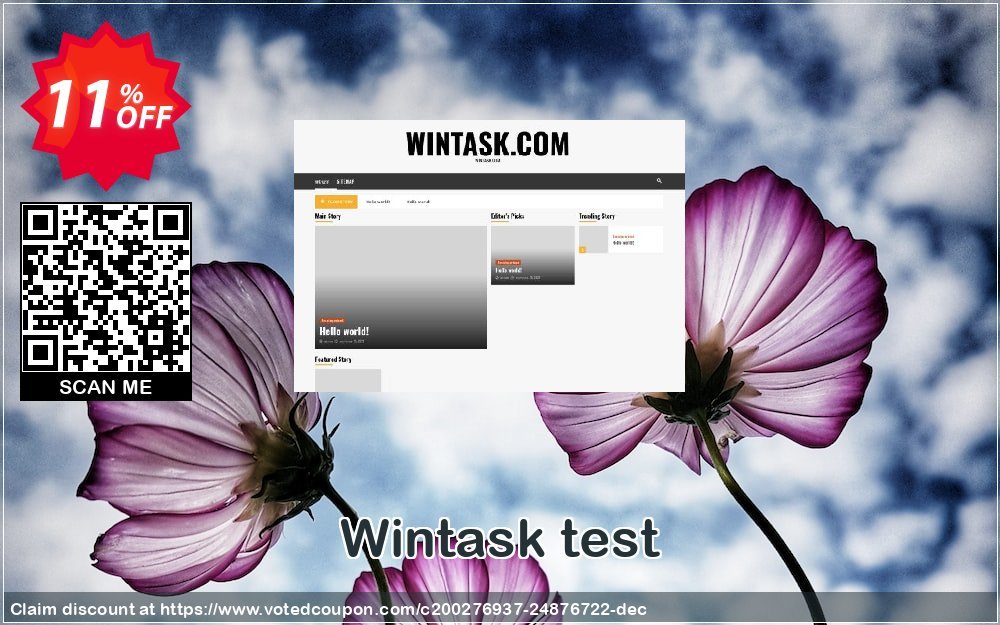 Wintask test Coupon, discount Wintask test Awesome discount code 2023. Promotion: Awesome discount code of Wintask test 2023