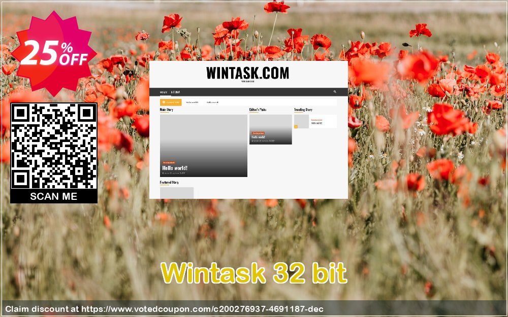 Wintask 32 bit Coupon, discount 25%OFF. Promotion: Wonderful promo code of Wintask 32 bit 2024
