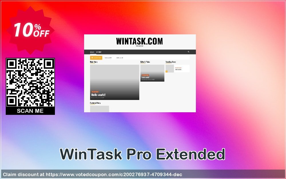 WinTask Pro Extended Coupon, discount WinTask Pro Extended Excellent discount code 2023. Promotion: Excellent discount code of WinTask Pro Extended 2023