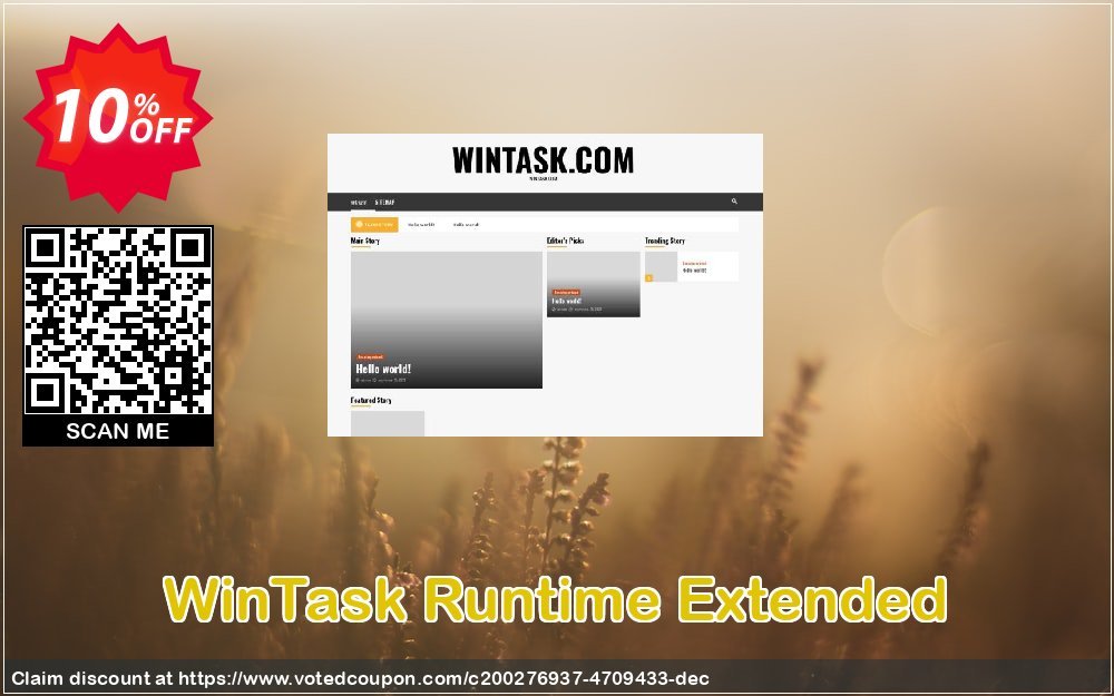 WinTask Runtime Extended Coupon, discount Runtime Extended Formidable deals code 2023. Promotion: Formidable deals code of Runtime Extended 2023