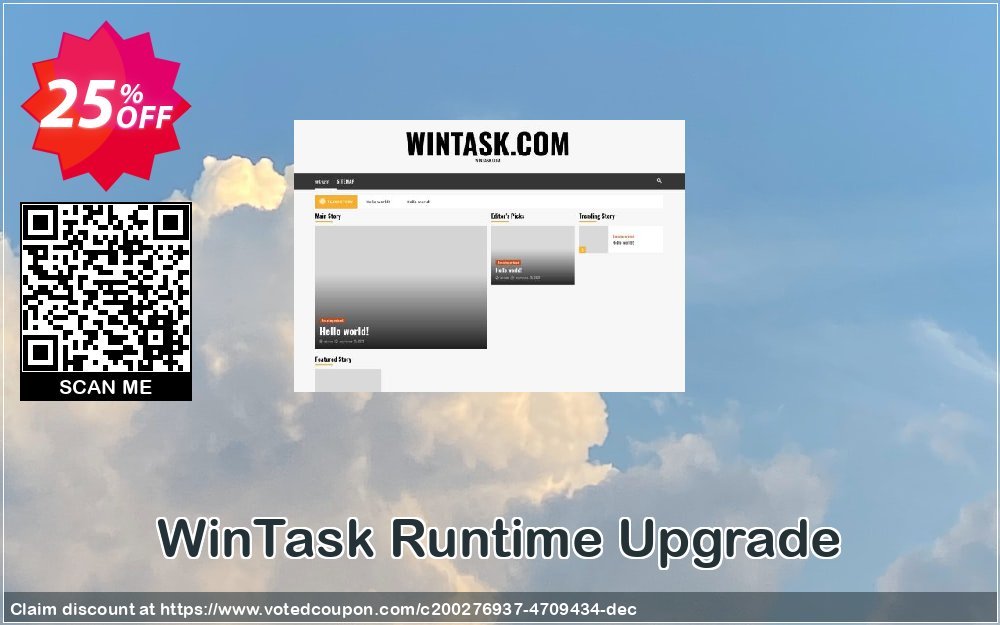 WinTask Runtime Upgrade Coupon, discount 25%OFF. Promotion: Fearsome offer code of Runtime Upgrade 2024