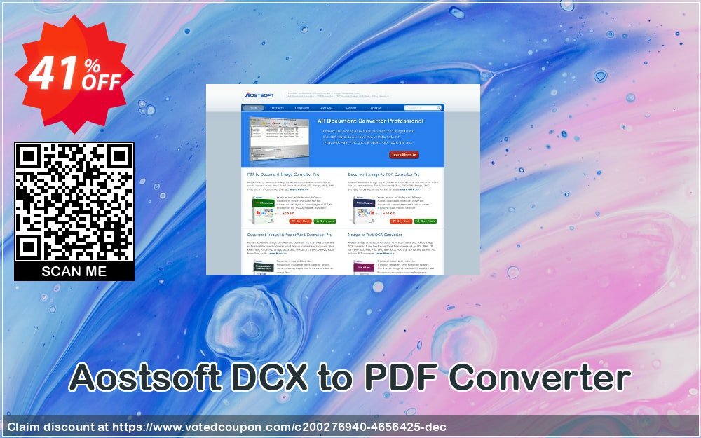 Aostsoft DCX to PDF Converter Coupon, discount Aostsoft DCX to PDF Converter Awful promo code 2024. Promotion: Awful promo code of Aostsoft DCX to PDF Converter 2024