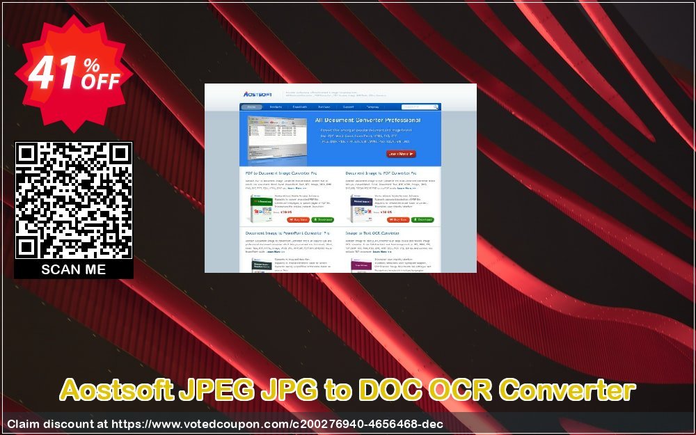 Aostsoft JPEG JPG to DOC OCR Converter Coupon, discount Aostsoft JPEG JPG to DOC OCR Converter Marvelous discounts code 2024. Promotion: Marvelous discounts code of Aostsoft JPEG JPG to DOC OCR Converter 2024