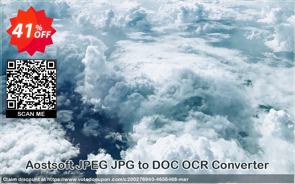 Aostsoft JPEG JPG to DOC OCR Converter Coupon, discount Aostsoft JPEG JPG to DOC OCR Converter Marvelous discounts code 2024. Promotion: Marvelous discounts code of Aostsoft JPEG JPG to DOC OCR Converter 2024