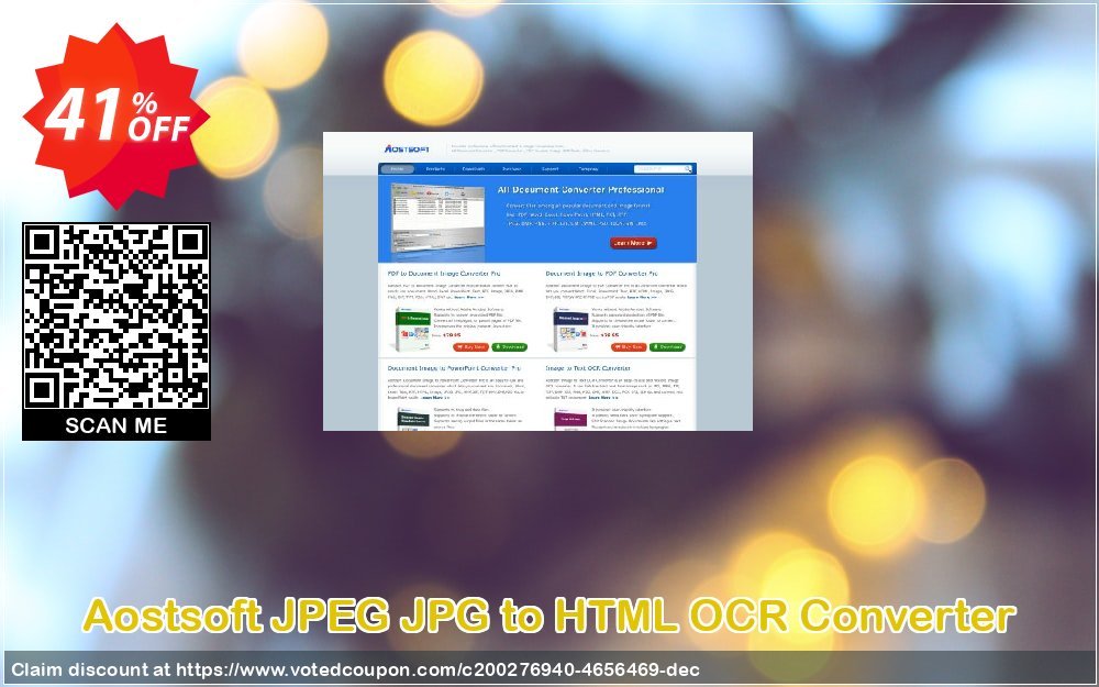 Aostsoft JPEG JPG to HTML OCR Converter Coupon, discount Aostsoft JPEG JPG to HTML OCR Converter Wondrous promotions code 2024. Promotion: Wondrous promotions code of Aostsoft JPEG JPG to HTML OCR Converter 2024